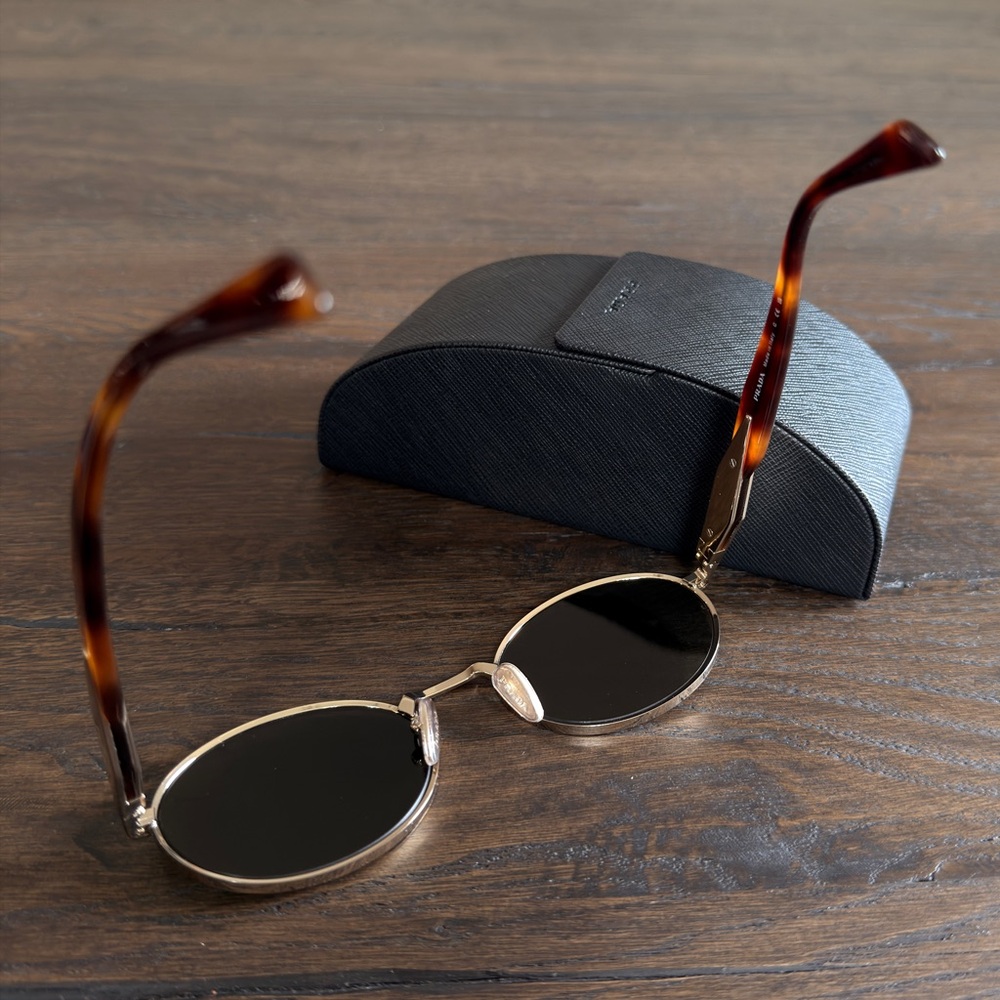 Prada 65ZS Sunglasses with Gold Frame and Green Lenses - Picture 12 of 14